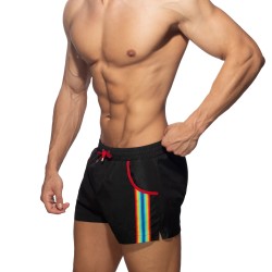 Bath Shorts of the brand ADDICTED - Rainbow Tape - black swim shorts - Ref : ADS321 C10