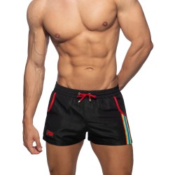 Bath Shorts of the brand ADDICTED - Rainbow Tape - black swim shorts - Ref : ADS321 C10