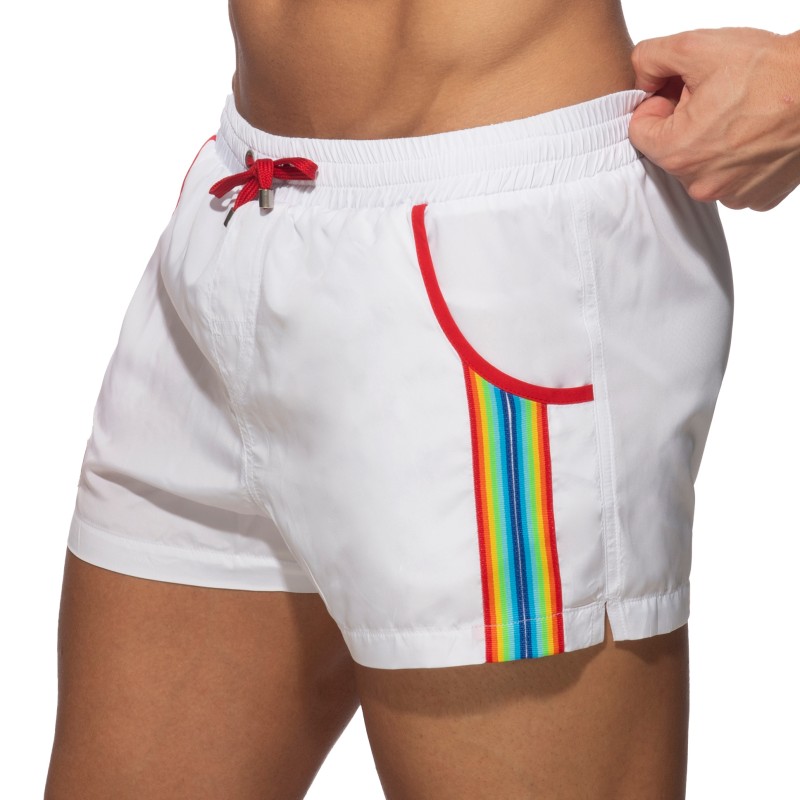 Swimwear of the brand ADDICTED - Rainbow Tape - white swim shorts - Ref : ADS321 C01