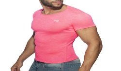 Mangas cortas de la marca ADDICTED - Camiseta de llama delgada - neon rosa - Ref : AD1109 C34