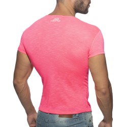 Mangas cortas de la marca ADDICTED - Camiseta de llama delgada - neon rosa - Ref : AD1109 C34