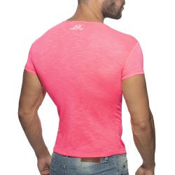 Manches courtes de la marque ADDICTED - Thin flame t-shirt - néon rose - Ref : AD1109 C34