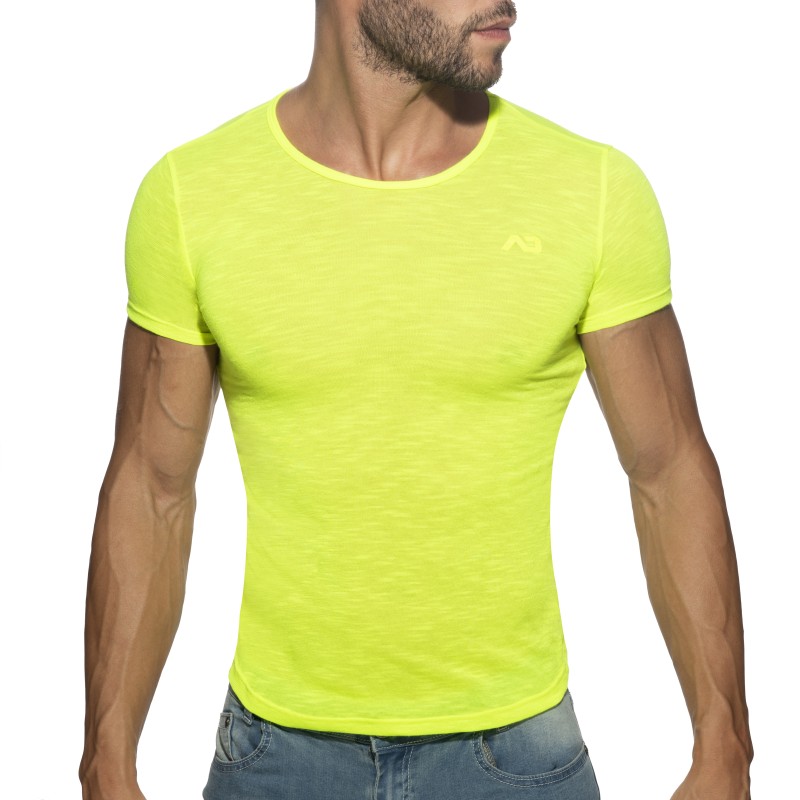 Kurze Ärmel der Marke ADDICTED - Dünnflammen-T-Shirt - neon gelb - Ref : AD1109 C31