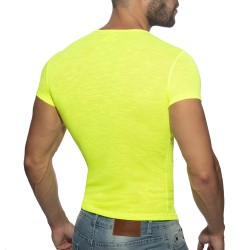 Maniche del marchio ADDICTED - T-shirt fiamma sottile - neon giallo - Ref : AD1109 C31