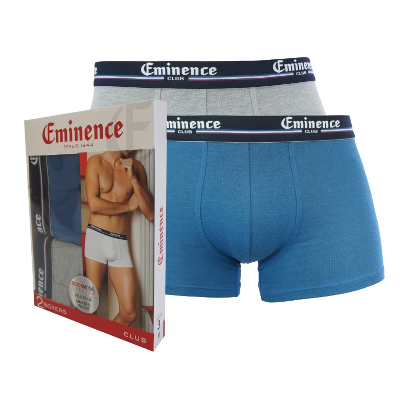 Boxer, shorty de la marque EMINENCE - Lot de 2 boxers gris chiné / bleu - Ref : LE24 0470