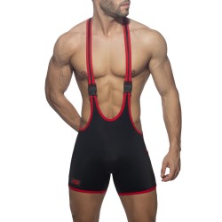 Boxer corti, bagno Shorty del marchio ADDICTED - Costume da wrestling con nastro arcobaleno - nero - Ref : ADS322 C10