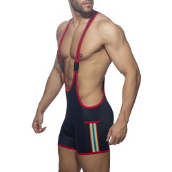 Calzoncillos Boxer, baño Shorty de la marca ADDICTED - Traje de lucha libre de cinta arcoíris - navy - Ref : ADS322 C09