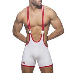 Boxer Shorts, Bath Shorty of the brand ADDICTED - Rainbow tape wrestling suit - white - Ref : ADS322 C01