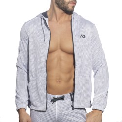 Chaqueta de la marca ADDICTED - Chaqueta con capucha blanca de malla de bucle - Ref : AD1214 C01