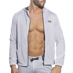 Veste de la marque ADDICTED - Veste à capuche loop-mesh - blanc - Ref : AD1214 C01