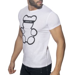 Manches courtes de la marque ADDICTED - T-Shirt Bear col rond - blanc - Ref : AD424 C01