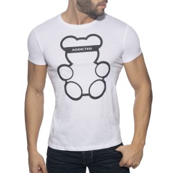 Manches courtes de la marque ADDICTED - T-Shirt Bear col rond - blanc - Ref : AD424 C01