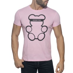 Kurze Ärmel der Marke ADDICTED - Bär T-Shirt mit Rundhalsausschnitt - pink - Ref : AD424 C05