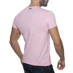 Manches courtes de la marque ADDICTED - T-Shirt Bear col rond - rose - Ref : AD424 C05