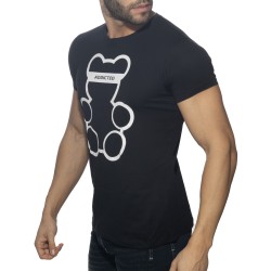 Kurze Ärmel der Marke ADDICTED - Bär T-Shirt mit Rundhalsausschnitt - Schwarz - Ref : AD424 C10