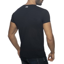 Kurze Ärmel der Marke ADDICTED - Bär T-Shirt mit Rundhalsausschnitt - Schwarz - Ref : AD424 C10