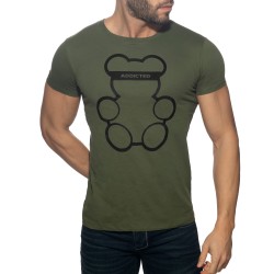 Maniche del marchio ADDICTED - Bear T-shirt girocollo - kaki - Ref : AD424 C12