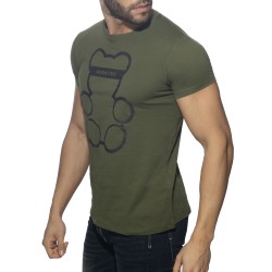 Mangas cortas de la marca ADDICTED - Camiseta Bear Cuello Redondo - caqui - Ref : AD424 C12