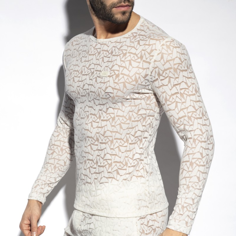 Long Sleeves of the brand ES COLLECTION - Spider - ivory long-sleeved T-shirt - Ref : TS322 C02