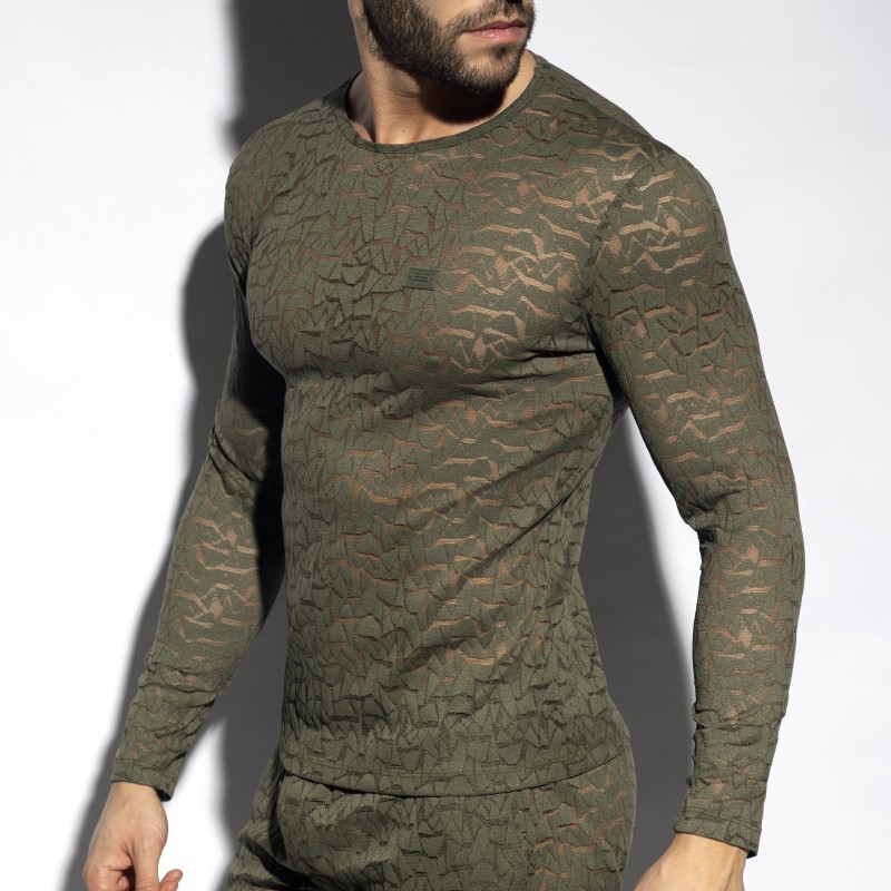 Long Sleeves of the brand ES COLLECTION - Spider - long-sleeved T-shirtkhaki - Ref : TS322 C12