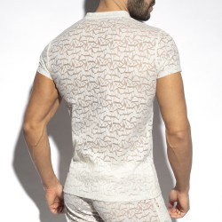 Manches courtes de la marque ES COLLECTION - T-shirt manches courtes Spider - ivoire - Ref : TS320 C02