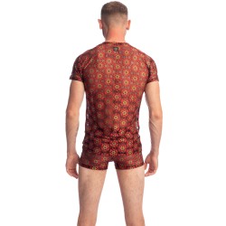 Mangas cortas de la marca L HOMME INVISIBLE - Mandala - Camiseta con cuello en V - Ref : MY73 MAN R09