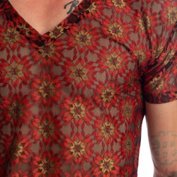 Kurze Ärmel der Marke L HOMME INVISIBLE - Mandala - T-Shirt mit V-Ausschnitt - Ref : MY73 MAN R09