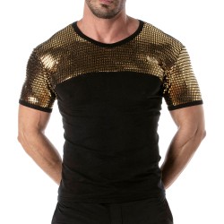 Kurze Ärmel der Marke TOF PARIS - Tof Paris T-Shirt mit goldenen Pailletten - Ref : TOF360O