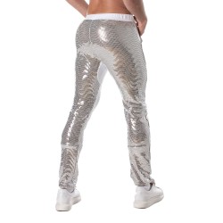 Pantalon de la marque TOF PARIS - Pantalons à paillettes argent Tof Paris - Ref : TOF361A