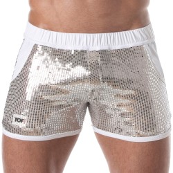 Short de la marque TOF PARIS - Shorts à paillettes argent Tof Paris - Ref : TOF358A